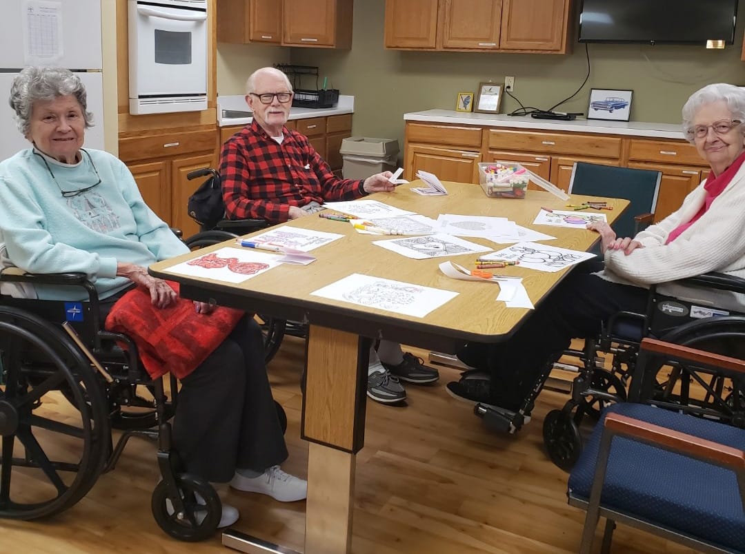 Seniors Making Valentine's Day Cards